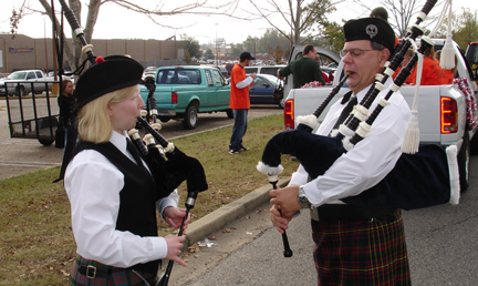 My student John and I tuning before a parade.